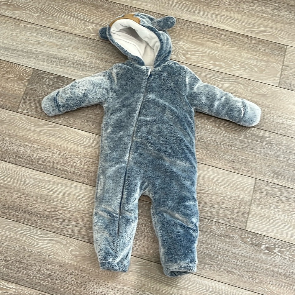 Koala Kids (Baby) faux fur 1 piece blue hooded plush pram/ bunting 12-18 months